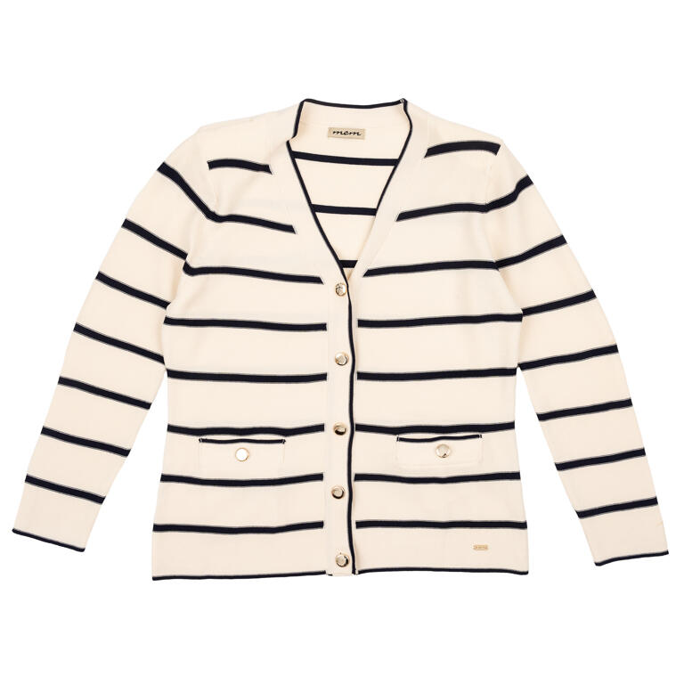 🤍 Chaqueta Cruda Listada con Detalles Marinos