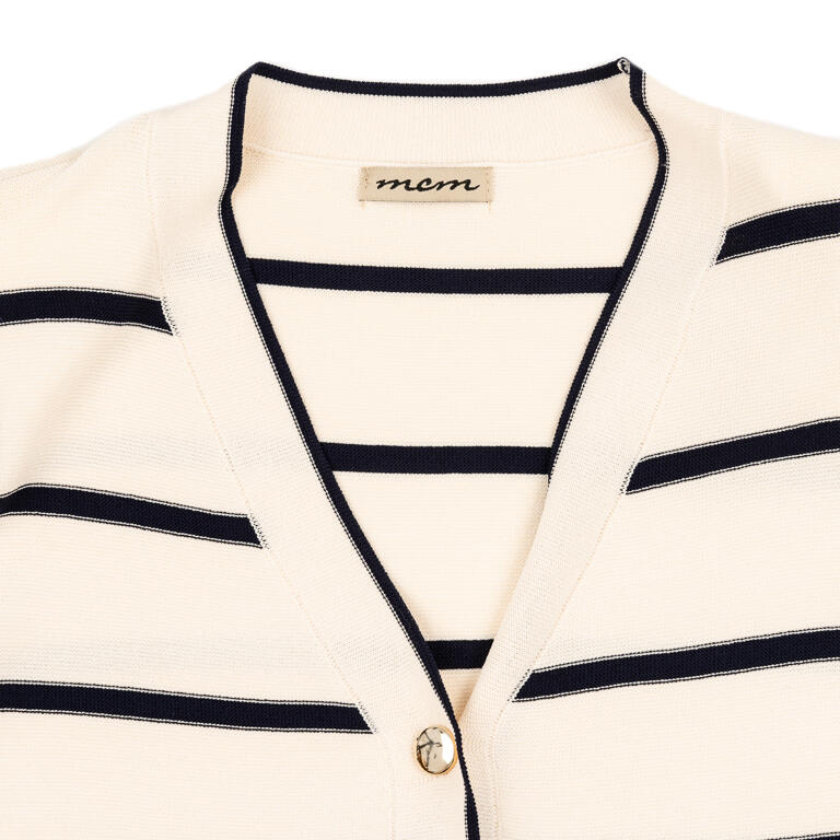 🤍 Chaqueta Cruda Listada con Detalles Marinos