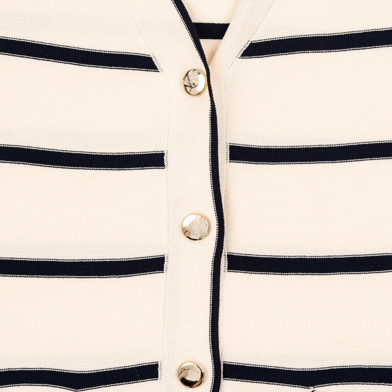 🤍 Chaqueta Cruda Listada con Detalles Marinos