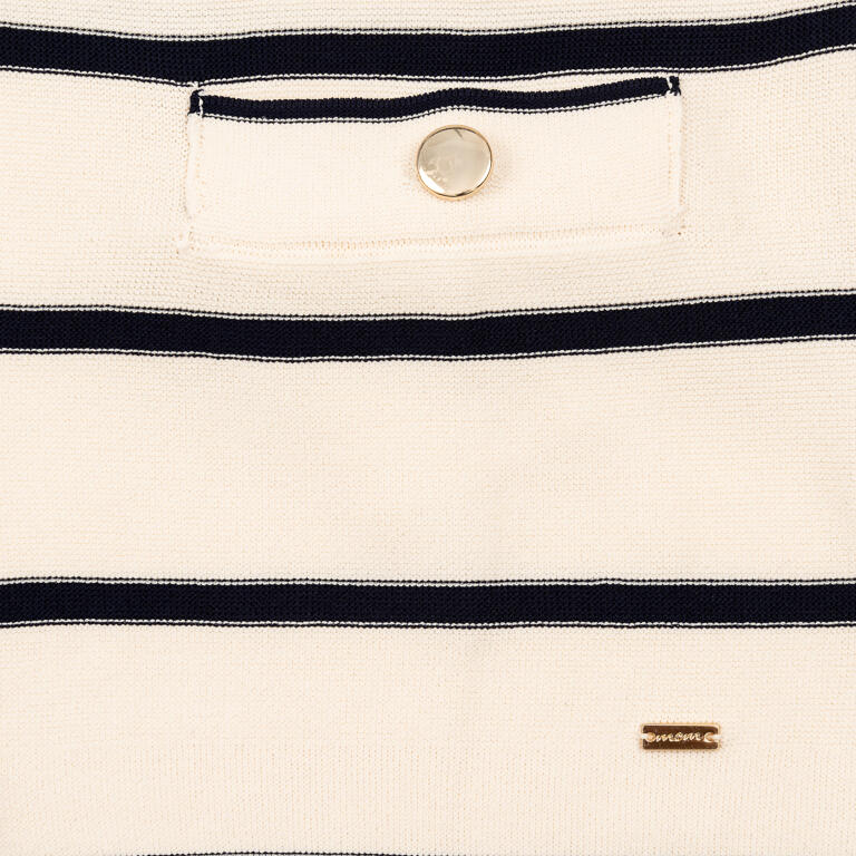 🤍 Chaqueta Cruda Listada con Detalles Marinos