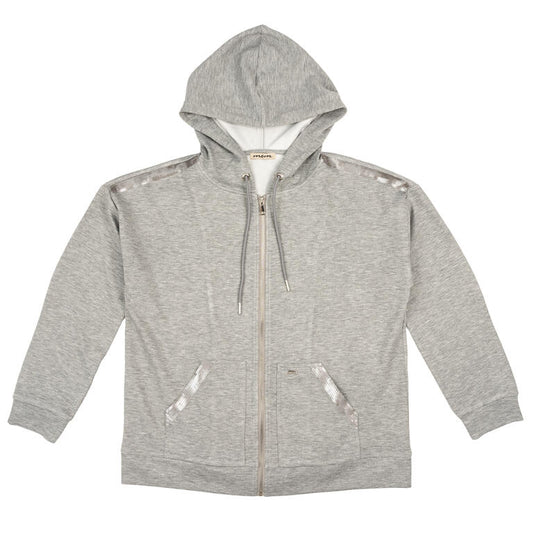 🩶 Chaqueta Gris con Capucha y Lentejuelas