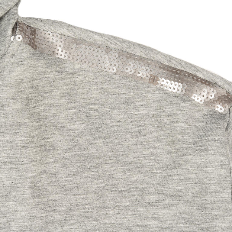 🩶 Chaqueta Gris con Capucha y Lentejuelas