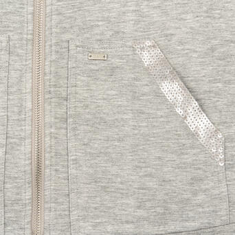 🩶 Chaqueta Gris con Capucha y Lentejuelas