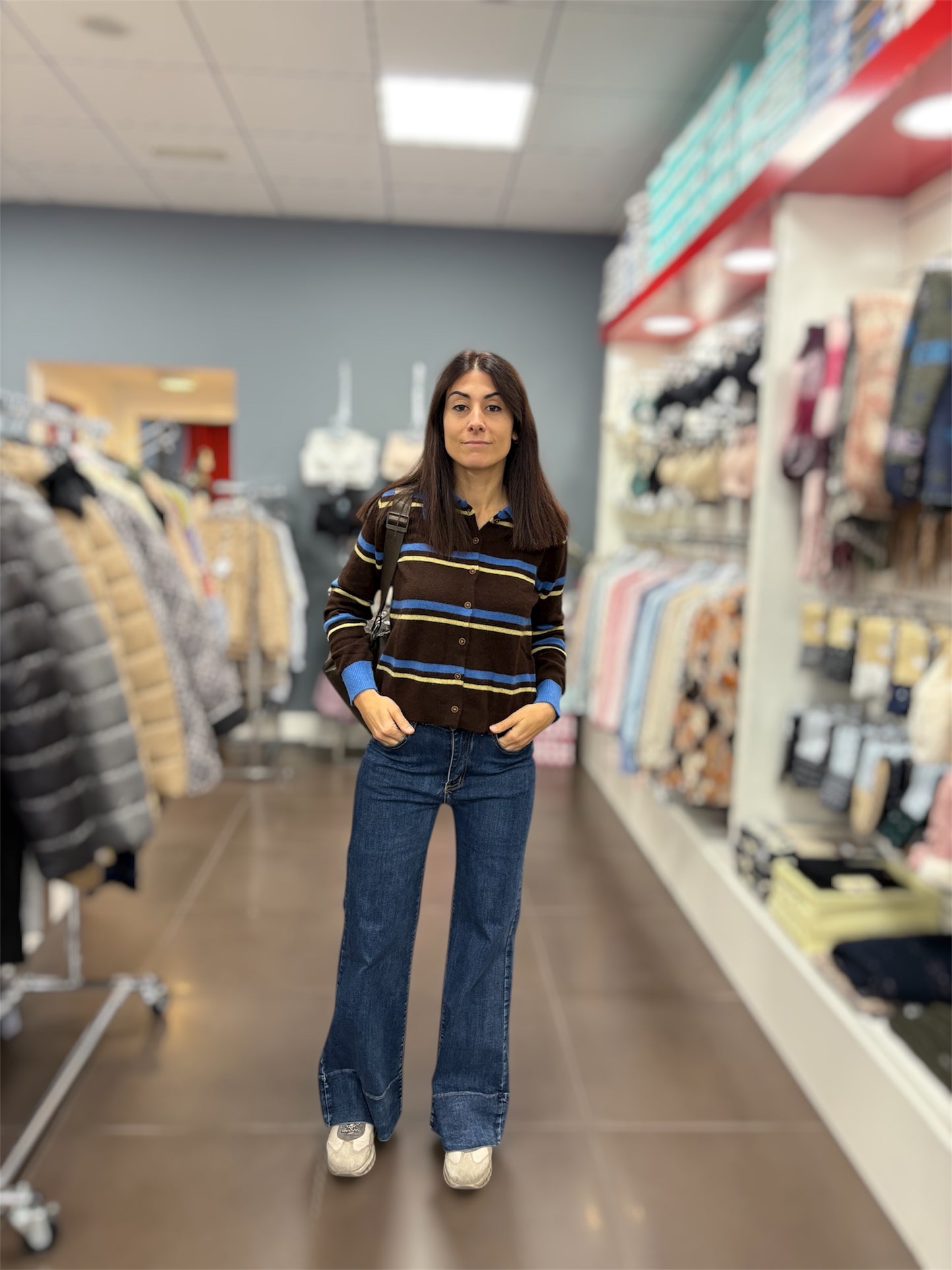 Jersey de rayas marrón y azul