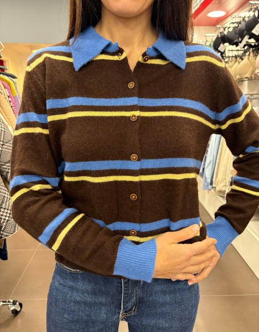 Jersey de rayas marrón y azul
