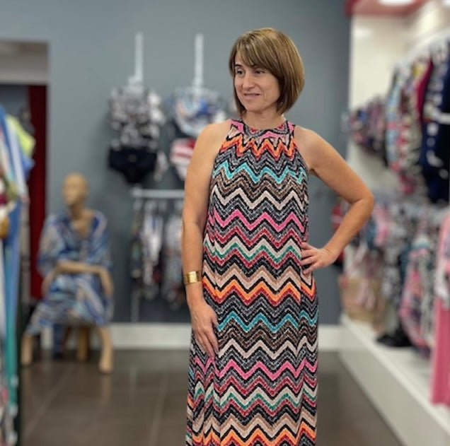 💐Vestido Largo Zig Zag Multicolor