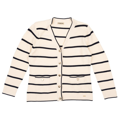 🤍 Chaqueta Cruda Listada con Detalles Marinos