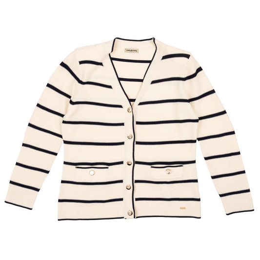 🤍 Chaqueta Cruda Listada con Detalles Marinos