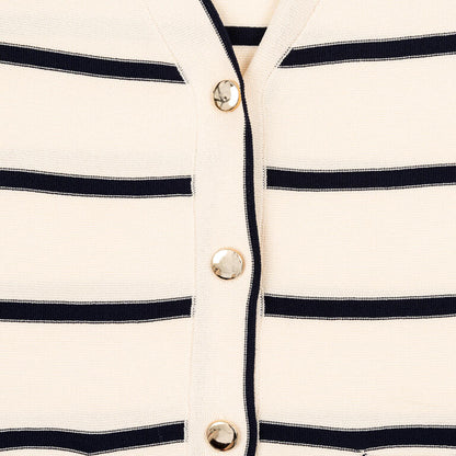 🤍 Chaqueta Cruda Listada con Detalles Marinos