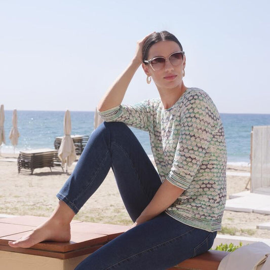 💚 Jersey Blanco de Jacquard enTonos Verdes