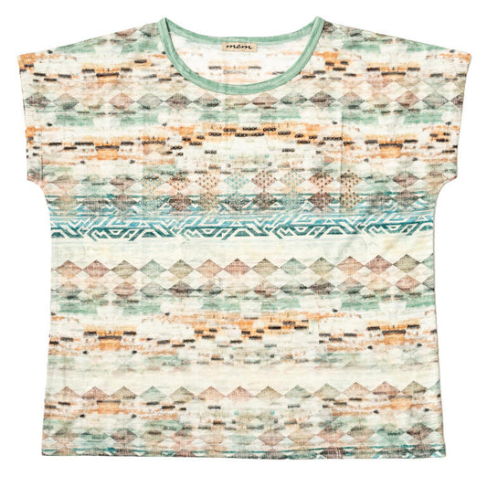 ✨ Camiseta Étnica en Tonos Agua y Tierra