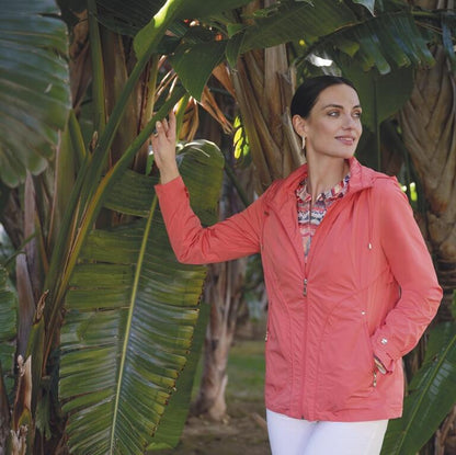🔸 Parka Coral Lisa con Capucha Extraíble