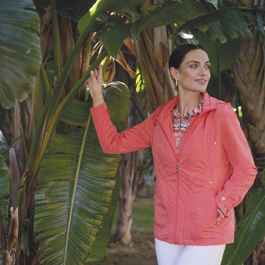 🔸 Parka Coral Lisa con Capucha Extraíble