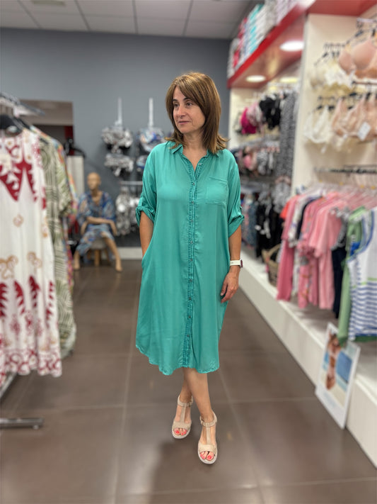 💚 Vestido Camisero Turquesa
