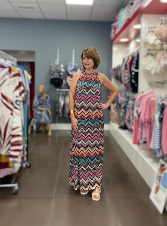 💐Vestido Largo Zig Zag Multicolor