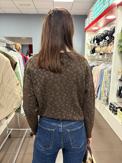 Chaqueta de punto marrón con estampado suave 🤎