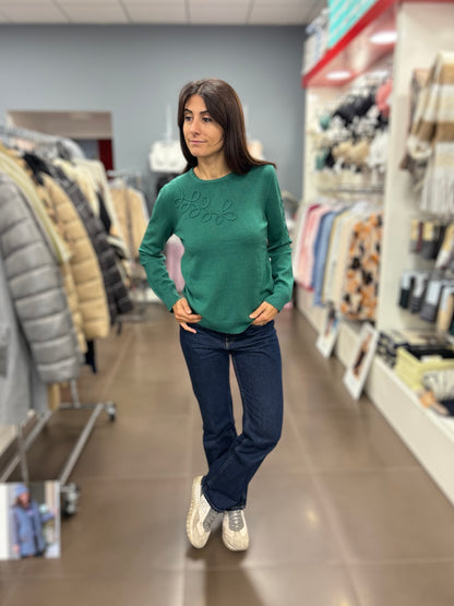 Jersey verde con detalle bordado