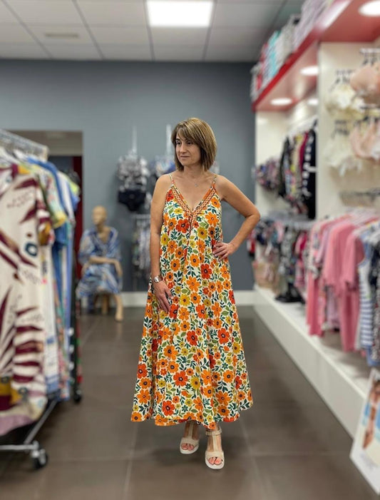 🌼 Vestido largo floral