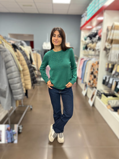 Jersey verde con detalle bordado