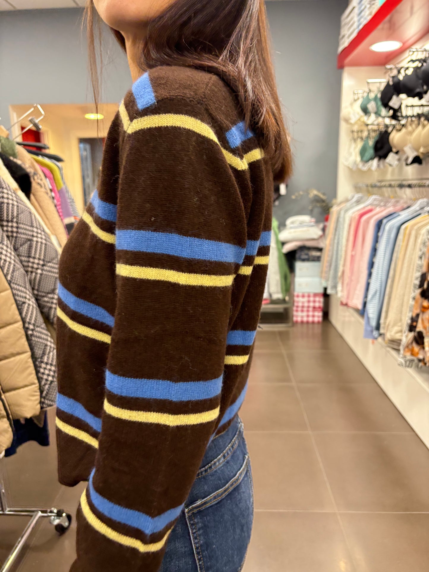 Jersey de rayas marrón y azul