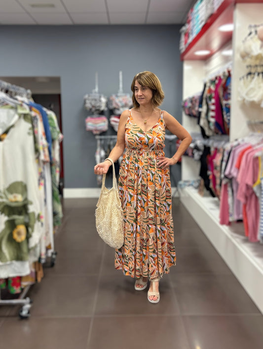 🍃🌺Vestido largo hojas tropicales – Selmark 