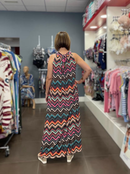 💐Vestido Largo Zig Zag Multicolor