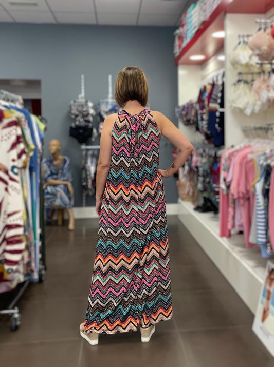 💐Vestido Largo Zig Zag Multicolor