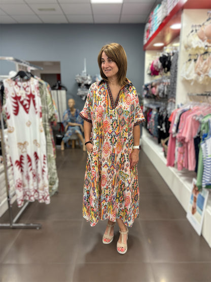 🌺 Vestido Estampado Boho Multicolor