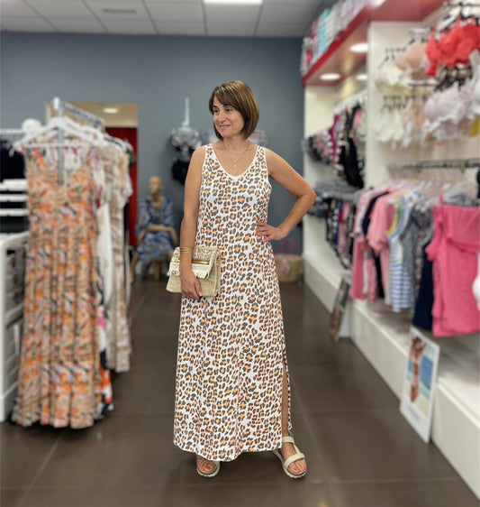 🐆✨Vestido Largo Animal Print Camel